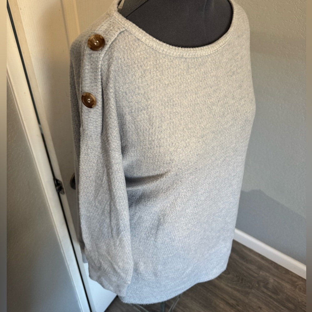 French Laundry Light Gray Sweater with Button Accents